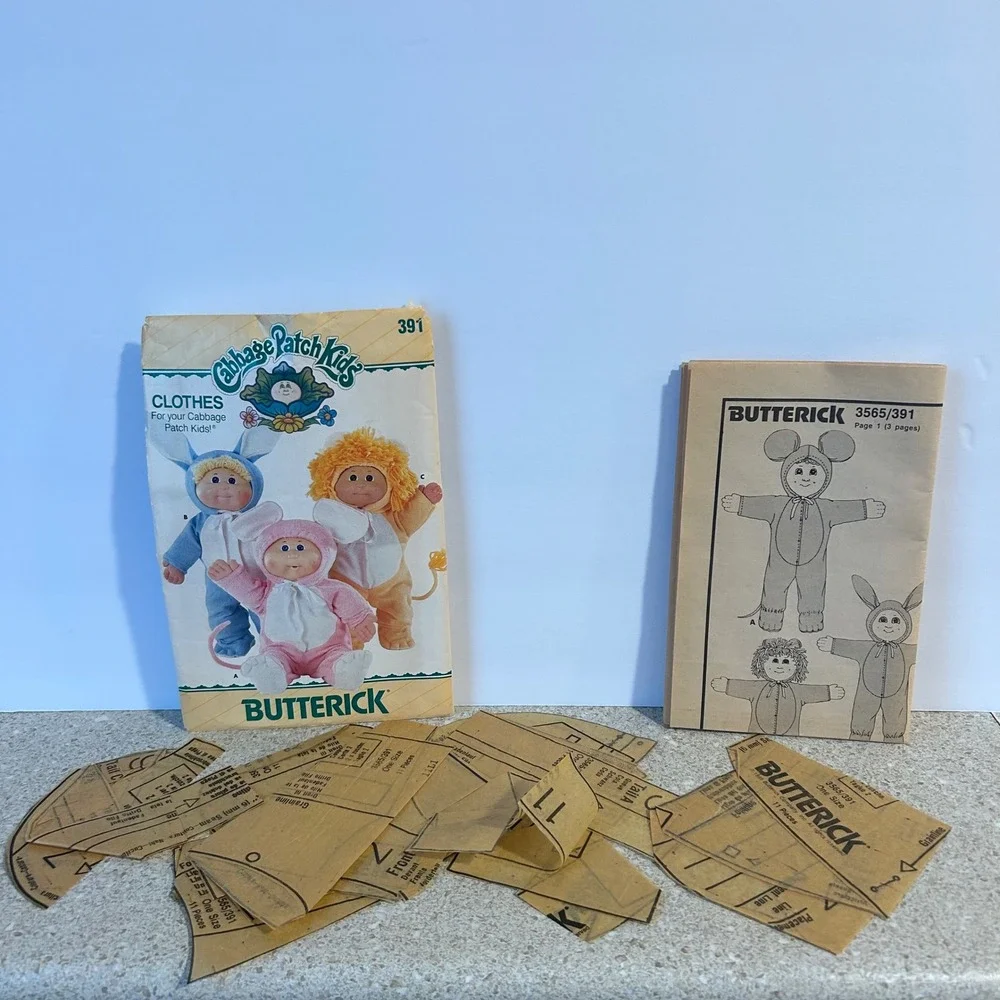 Butterick‎ Cabbage Patch Kids Doll Sewing Pattern 391 Animal Costumes Bunny Lion